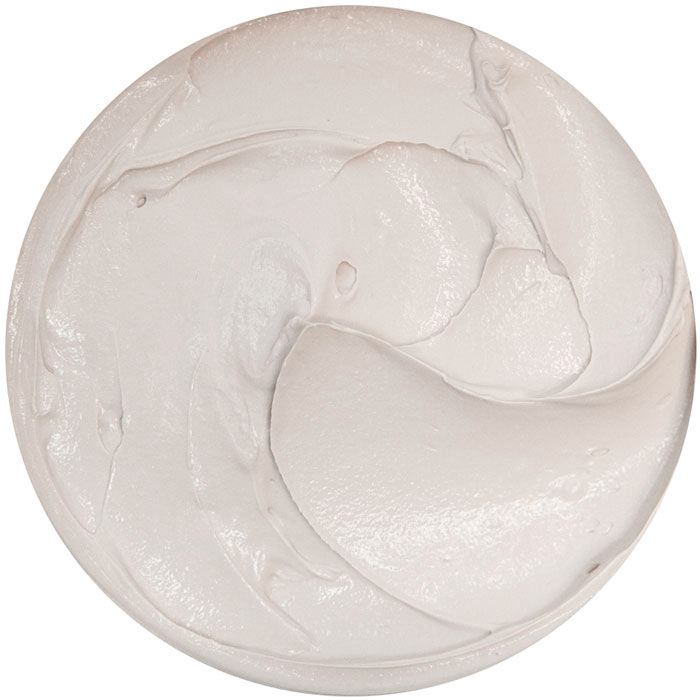 MineralMask_cream_sample Moussige Gesichtsmaske in runder Schale, hellgrau, cremige Textur, geeignet für unreine und empfindliche Haut, unterstützt die Hautberuhigung und pH-Wert-Regulierung.