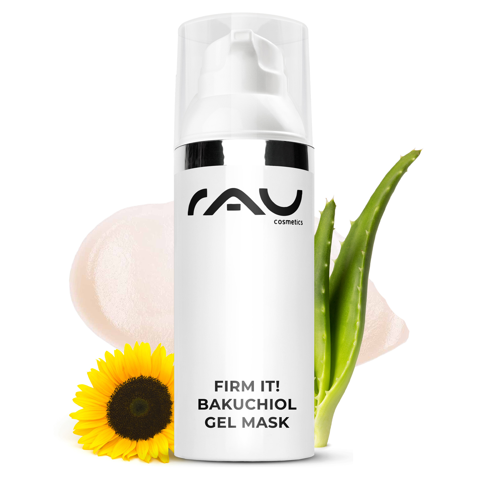 Firm it! Bakuchiol Gel Mask 50 ml Anti-Aging Gelmaske Flasche, Shaker, Krรคuterig, Krรคuter, Pflanze