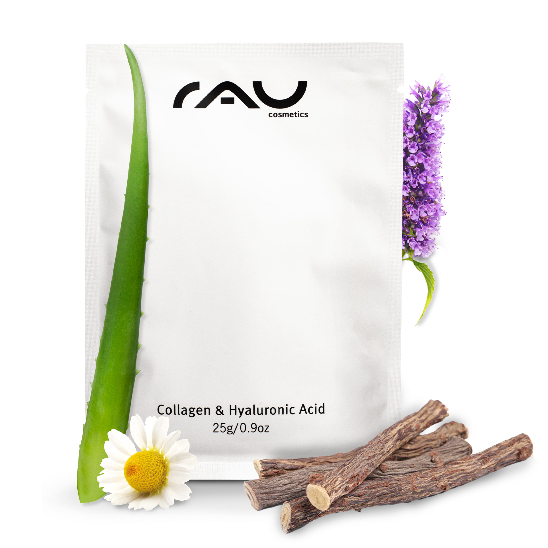 Collagen & Hyaluronic Acid Mask Vliesmaske mit Panthenol Blume, Pflanze, Kräuterig, Kräuter, Blumen-Arrangement
